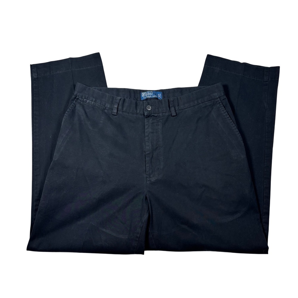 Polo Ralph Lauren Mens Vintage Black Chino Trousers Straight Leg 34x28 Americana